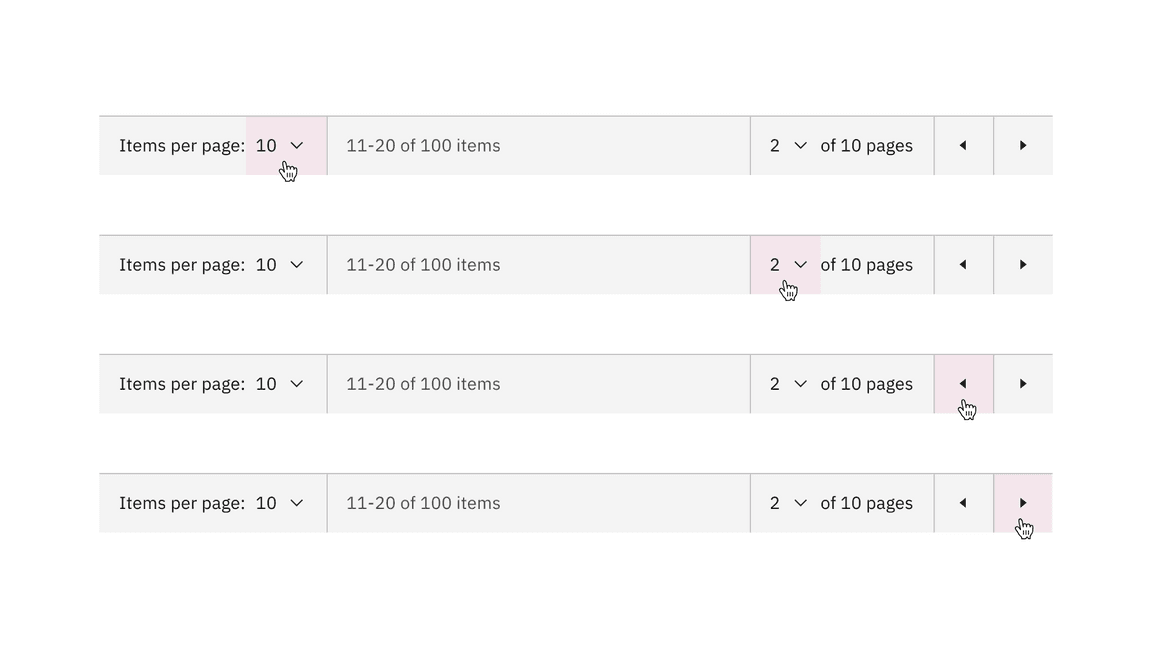 Pagination variant clickable areas